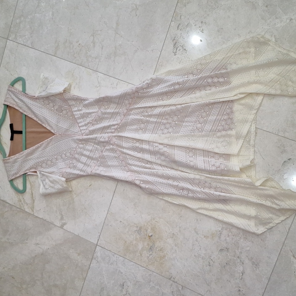 Off white asymmetrical cold shoulder dress